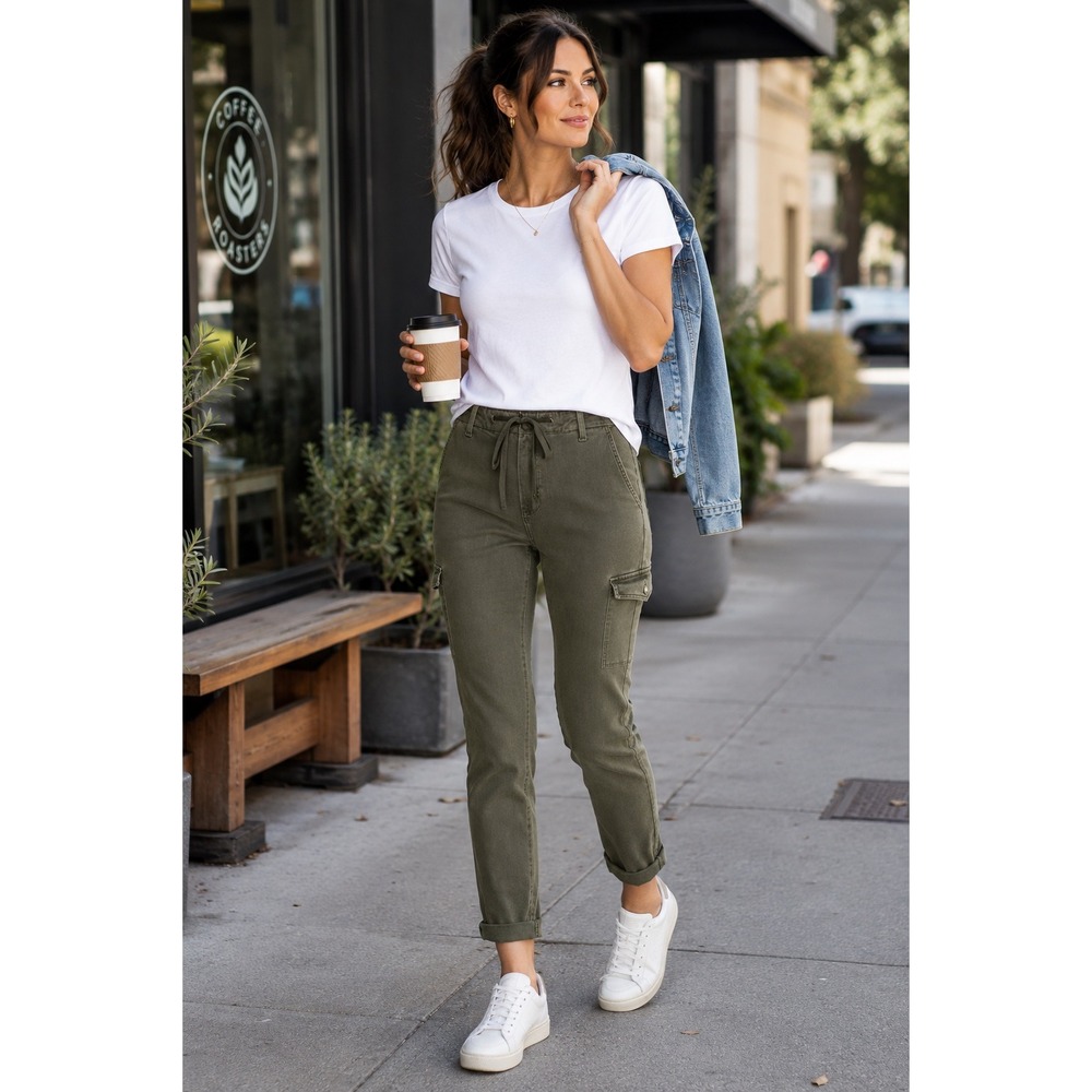 Paige Mayslie Jogger Slim Cargo Pants Olive Green Size‎ 25 6433799-2413